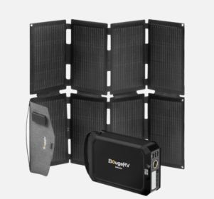 BougeRV JuiceGo Upgraded 240Wh Portable Power Station (Pure Sine Wave) + 100w Solar Panel