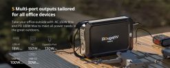 BougeRV JuiceGo Upgraded 240Wh Portable Power Station (Pure Sine Wave) + AC Power Cord