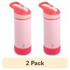 (2 pack) Stainless Steel Ranger Straw Kids Water Bottle 18oz, Pink