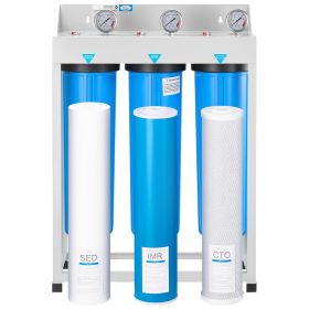 Whole House Water Filter System, 3-Stage | Sediment, IMR, CTO | 4.5" x 20" Home Water Purifier Filter Reduce Iron, Manganese, Chlorine, Bad Taste