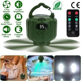 Portable Camping Ceiling LED Fan 5200mAh USB Battery Powered Hanging Tent Lantern Fan Power Bank with 3 Fan Speed 3 Light Brightness Smart Timer Displ