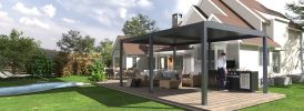 Pergola, Manual Outdoor Louvered Sun Shade Panel, Multi-Function Louvered Awning for Patio & Indoor Use
