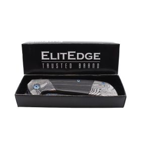 7.75" Titanium & Damascus Folding Knife (style: Gold)