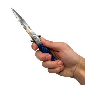 9 Automatic Out-The-Side Knife (Color: Black Marble)