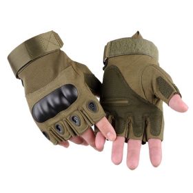 XG-TG2 Hard Knuckle Tactical Gloves (Half Finger) Military Style (Color: Army green, size: large)